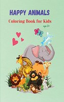 Happy Animals Coloring Book For Kids