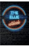 The ELLIE Notebook: Vintage Blank Ruled Personalized & Custom Neon Sign Name Dotted Notebook Journal for Girls & Women. Wall Background. Funny Desk Accessories. Retro B