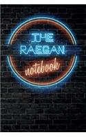 The RAEGAN Notebook: Vintage Blank Ruled Personalized & Custom Neon Sign Name Dotted Notebook Journal for Girls & Women. Wall Background. Funny Desk Accessories. Retro B