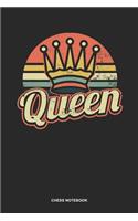 Chess Notebook: Blank Log Book For Chess Player And Club Member: Chess Queen Journal Vintage Retro Sunset Gift