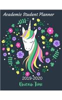 Academic Student Planner: A Jan 2019-Jun 2020 Cute Green Unicorn Dated Daily, Weekly, Monthly College, High, Middle School 18 Months Calendar Holidays Planner, Organizer, Tra