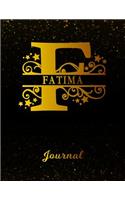 Fatima Journal: Letter F Personalized First Name Personal Writing Diary Black Gold Glittery Space Effect Cover Daily Diaries for Journalists & Writers Note Taking W