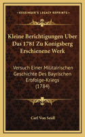 Kleine Berichtigungen Uber Das 1781 Zu Konigsberg Erschienene Werk