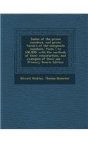 Tables of the Prime Numbers, and Prime Factors of the Composite Numbers, from 1 to 100,000; With the Methods of Their Construction, and Examples of Their Use