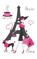 Pink In Paris 6 x 9 100 Page Wide Ruled Notebook