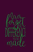 Never Forget The Difference You've Made: Retirement & Appreciation Gifts for Women and Professionals Who Have Made a Big Impact on People's Lives. Diary or Journal