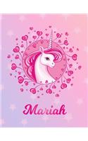Mariah: Mariah Magical Unicorn Horse Large Blank Pre-K Primary Draw & Write Storybook Paper - Personalized Letter M Initial Custom First Name Cover - Story 