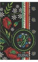 Z Journal: Poppy Embroidery Design Journal, personalized monogram initial Z blank lined gift notebook - Decorated interior pages