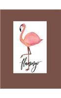 Flamingo: Flamingo on brown cover and Lined pages, Extra large (8.5 x 11) inches, 110 pages, White paper