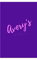 Avery's Notebook: Avery 6x9 personalized journal notebook. Attractive girly sassy modern stylish purple pink cover. Arty stylish pretty journal for girls.