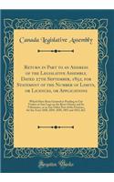 Return in Part to an Address of the Legislative Assembly, Dated 27th September, 1852, for Statement of the Number of Limits, or Licences, or Applications: Which Have Been Granted or Pending to Cut Timber or Saw Logs on the River Ottawa and Its Trib