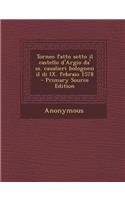 Torneo Fatto Sotto Il Castello D'Argio Da' SS. Caualieri Bolognesi Il Di IX. Febraio 1578