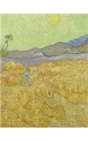 Wheatfield with a Reaper, Vincent Van Gogh. Blank Journal: 150 Blank Pages, 8,5x11 Inch (21.59 X 27.94 CM) Soft Cover