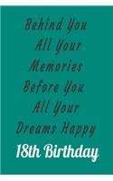 Behind You All Your Memories Before You All Your Dreams Happy 18th Birthday