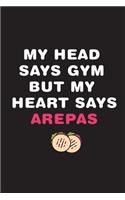 My Head Says Gym But My Heart Says Arepas: Cuaderno Ideal para amantes del Gimnasio y la comida de Venezuela y Colombia. 110 Pages. 6 x 9 inches Journal