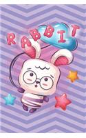 Rabbit: Nifty Cute Cartoon Rabbit Wide Ruled Paper Notebook Journal Blank Lined Workbook for Teens Kids Students Girls for Home School College for Writing N(6 Animal Journal Notebook)