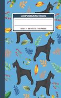 Composition Notebook: Black Giant Schnauzer Dog And Leaves - Animals Exercise Book Journal, Back To School Gifts For Teens Girls Boys Kids Friends Students 8x10" 110 Page