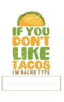 If You Don't Like Tacos I'm Nacho Type: Notebook College Ruled Lined Paper: Taco Art Graphic, Funny Taco Tuesday Quote, Taco Lovers, Mexican Food Journal