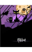 Notebook: Black Cat Glowing Eyes Composition Style Note Book