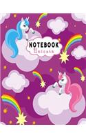 Notebook Unicorn: Composition Note Book -Large Book College Ruled Line Paper 8.5"x11" for for School / Work / Journaling