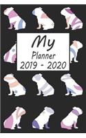 My Planner 2019 - 2020: Bulldog Dog Pattern Black Weekly Planner 2019 - 2020: 24 Month Agenda - Calendar, Organizer, Notes, Goals & to Do Lists
