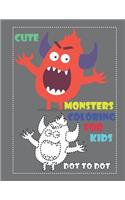 Cute Monsters Coloring for Kids Dot to Dot