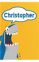 Christopher: Personalized Shark Isometric Dot Paper Notebook for Kids 120 Pages 6x9