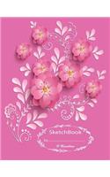 SketchBook By F Rainbow: Graphic Flowers On The Cover Of The Pink Book Cover and Blank Pages, Extra large (8.5 x 11) inches, 110 pages, White paper, Sketch, Draw and Paint(4 Graphic Flowers)