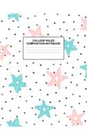College Ruled Composition Notebook: Cute Blank Lined Journal to Write In with White Paper Rule Pages for School Subject and Writing Pad: Design Code A4 5639