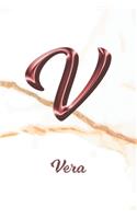 Vera: Sketchbook - Blank Imaginative Sketch Book Paper - Letter V Rose Gold White Marble Pink Effect Cover - Teach & Practice Drawing for Experienced & As