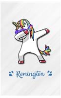 Remington A5 Lined Notebook 110 Pages: Funny Blank Journal For Personalized Dabbing Unicorn Family First Name Middle Last. Unique Student Teacher Scrapbook/ Composition Great For Home Sch