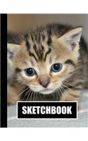 Sketchbook: Cute Kitten Cat Cover Design - White Paper - 120 Blank Unlined Pages - 8.5" X 11" - Matte Finished Soft Cover