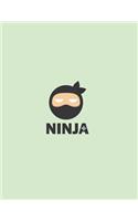 Ninja: Ninja on green cover (8.5 x 11) inches 110 pages, Blank Unlined Paper for Sketching, Drawing, Whiting, Journaling & Doodling(6 Ninja on Green Sketchbook)