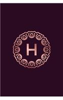H: 2019 Daily Weekly Monthly Planner Letter H Initial Monogram for Rose Gold Lovers