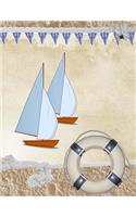 Summer Sailing at the Beach Notebook: Journal, Wide Ruled, 202 Pages (8.5" X 11")