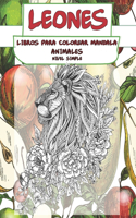 Libros para colorear Mandala - Nivel simple - Animales - Leones