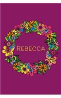 Rebecca: Personalised Floral Doodle 6x9 Blank Lined Journal