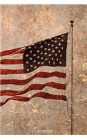 Notebook: America Flag Retro 4th of July Gift Independence Day Memorial Day Present for Veterans and Patriotic Proud People Planner Pocket Book Composition Pr