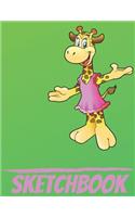 Sketchbook: Cute Giraffe Sketchbook for Kids Animal Lovers to Sketching, Whiting, Drawing, Journaling and Doodling (8.5x11) 120 Blank Pages (Green&Pink Pattern)