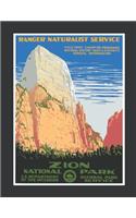 Notebook: Zion National Park Vintage Outdoor Camping Journal & Doodle Diary; 120 Squared Grid Pages for Writing and Drawing - 8.5x11 in.