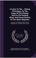 Letter To The ... Bishop Of Durham, On The Origin Of The Pelasgi, And On The Original Name And Pronunciation Of The Æolic Digamma