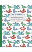 Handwriting Paper: Cute dragon dinosaur winter themed practice hand writing paper. Pre K 3rd grade. Double lined dotted guide. Large format 8.5x11