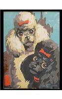 Composition Notebook Journal: Fluffy Retro Poodle Dogs, Black and White Pups in a Vintage Paint-By-Number Mid Century Modern Style Cover