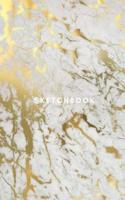 SketchBook: 6 x 9", Gold and White Marble, Sketchbook Journal White Unruled Drawing Paper, 100 Pages, Durable Soft Cover, For Artists and Students