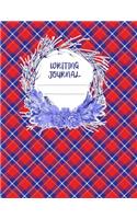 Writing Journal: A 8.5x11 Inch Matte Softcover Paperback Notebook Journal With 120 Blank Lined Pages - Wide Ruled-Diagonal Red White Blue Patriotic Plaid