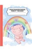 Primary Composition Notebook: Primary Composition Notebook Story Paper - 8.5x11 - Grades K-2: Cute Flying Pig School Specialty Handwriting Paper Dotted Middle Line (Kindergarten (1 Cute Flying Pig)