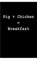 Pig + Chicken = Breakfast: Blank Lined Journal