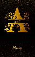 Amy Diary: Letter a Personalized First Name Personal Writing Journal Black Gold Glitter Pattern Space Effect Cover Daily Diaries for Journalists & Writers Note