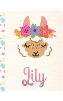 Lily: Personalized Llama Sketchbook For Girls With Pink Name - 8.5x11 110 Pages. Doodle, Draw, Sketch, Create!