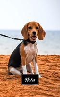 Beagle Dog Pup Puppy Doggie Notebook Bullet Journal Diary Composition Book Notepad - Sitting On Beach: Cute Animal Pet Owner Composition Book with 100 Dotted Dot Grid Paper Pages in 6" x 9" Inch